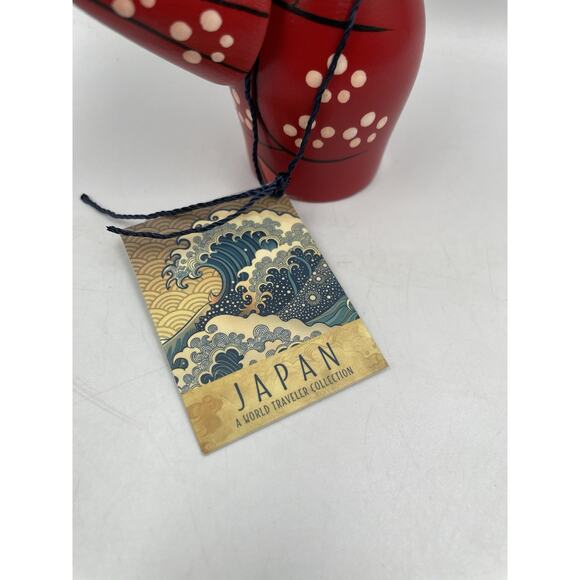 Japanese Kokeshi Wooden Doll 5.5"H Girl Red Kimono Umbrella Ameyadori JAPAN MADE - Picture 4 of 10